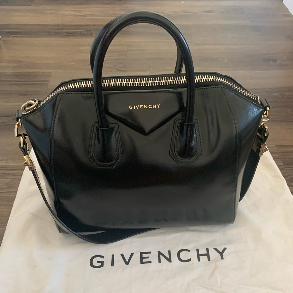 Givenchy Antigona Glazed Satchel Medium Black Leather